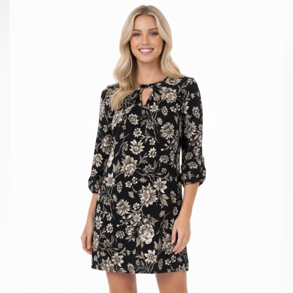 Ces femme size medium black floral shift dress